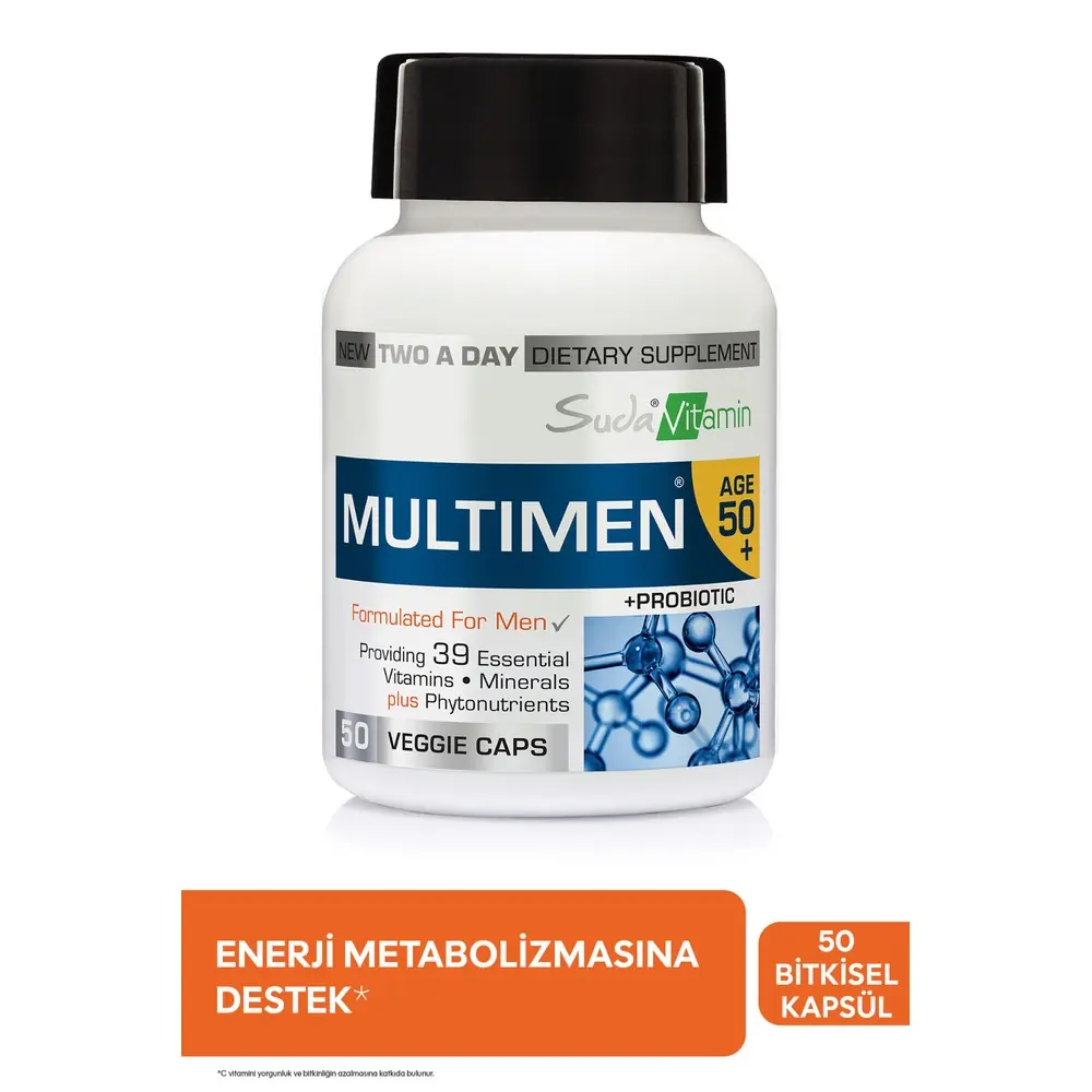 Suda Vitamin Multimen 50+ Erkekler İçin Multivitamin 50 Bitkisel Kapsül