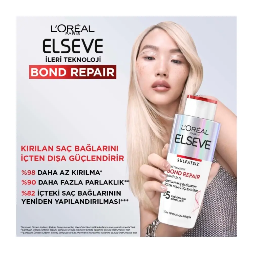 Elseve Bond Repair Tüm Yıpranmalar için Saç Bağlarını Güçlendirici Şampuan 200 ml