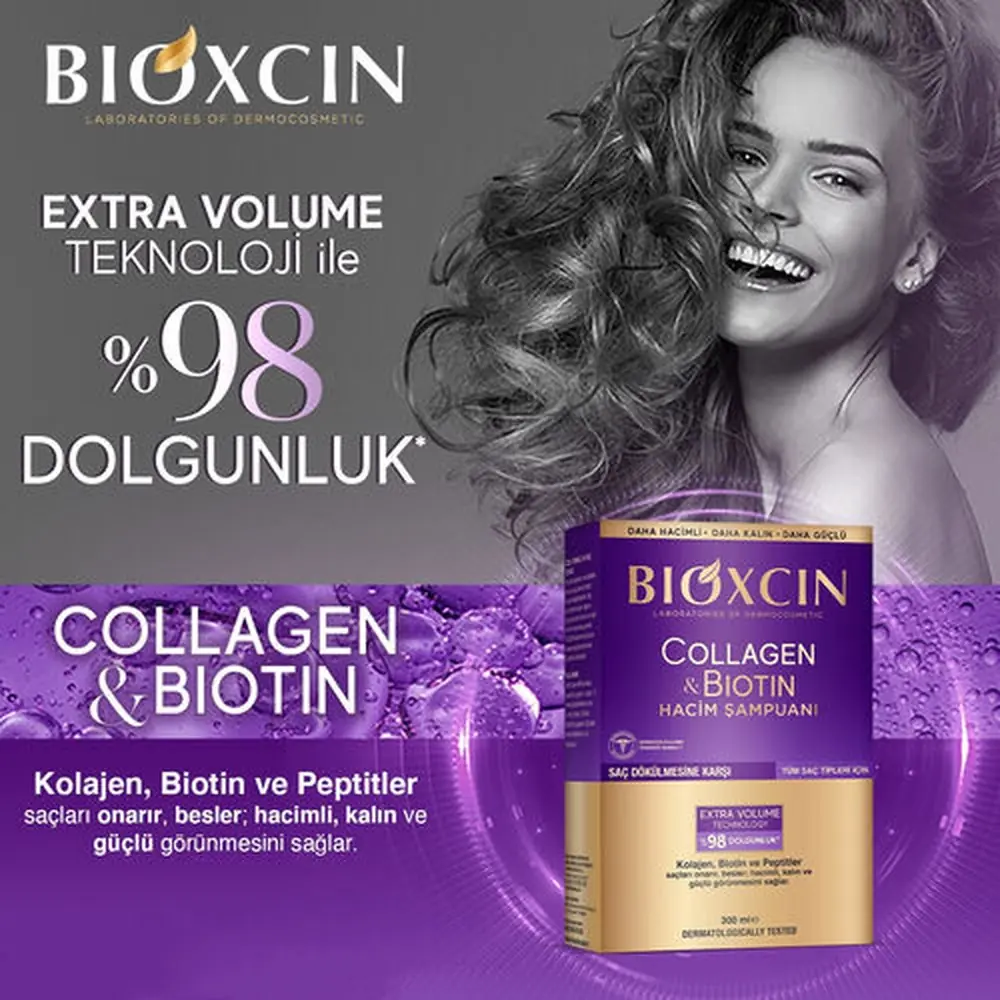 Bioxcin Collagen & Biotin Ekstra Hacim &  Dolgunlaştırıcı Şampuan 300 ml