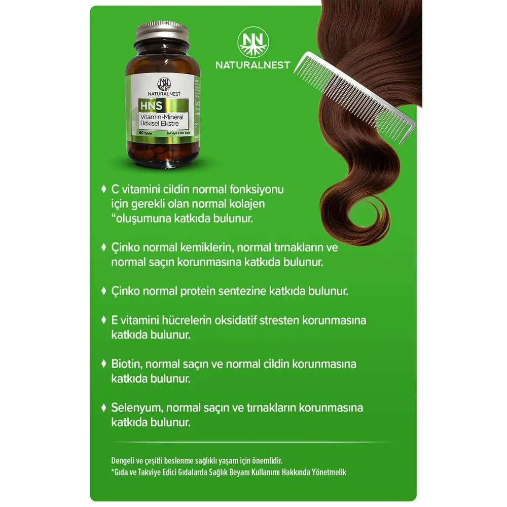 Naturalnest HNS Vitamin & Mineral Bitkisel Ekstre 60 Tablet