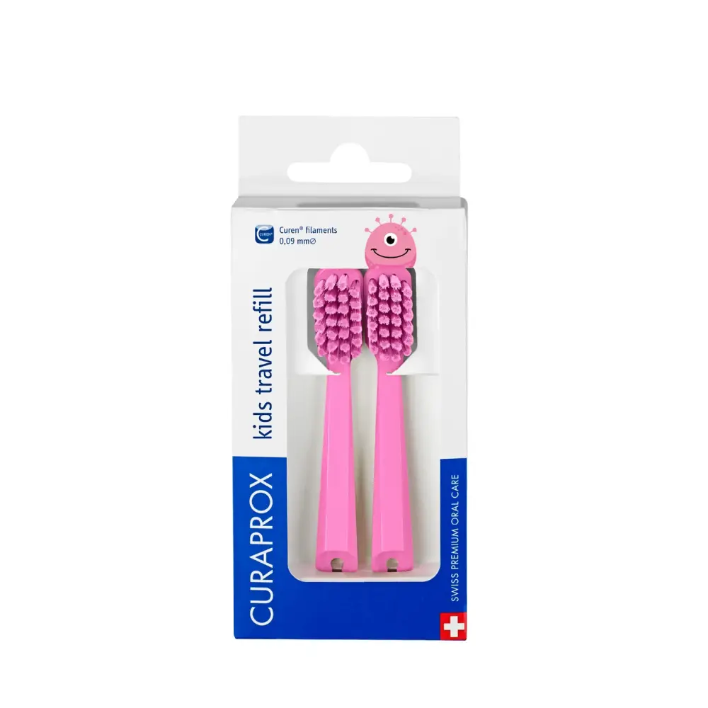 Curaprox Kids Travel Set Yedek Diş Fırçası Başlığı 2'li Paket - Pembe