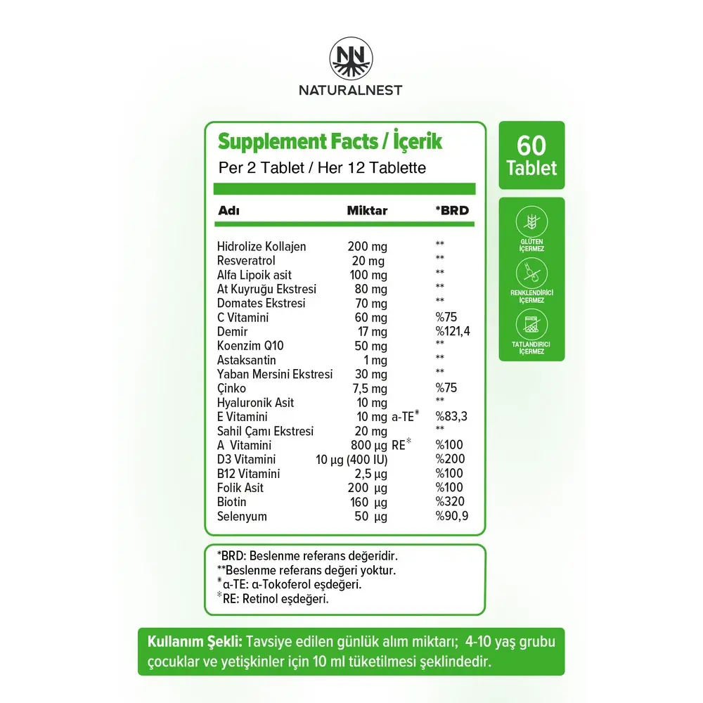 Naturalnest HNS Vitamin & Mineral Bitkisel Ekstre 60 Tablet