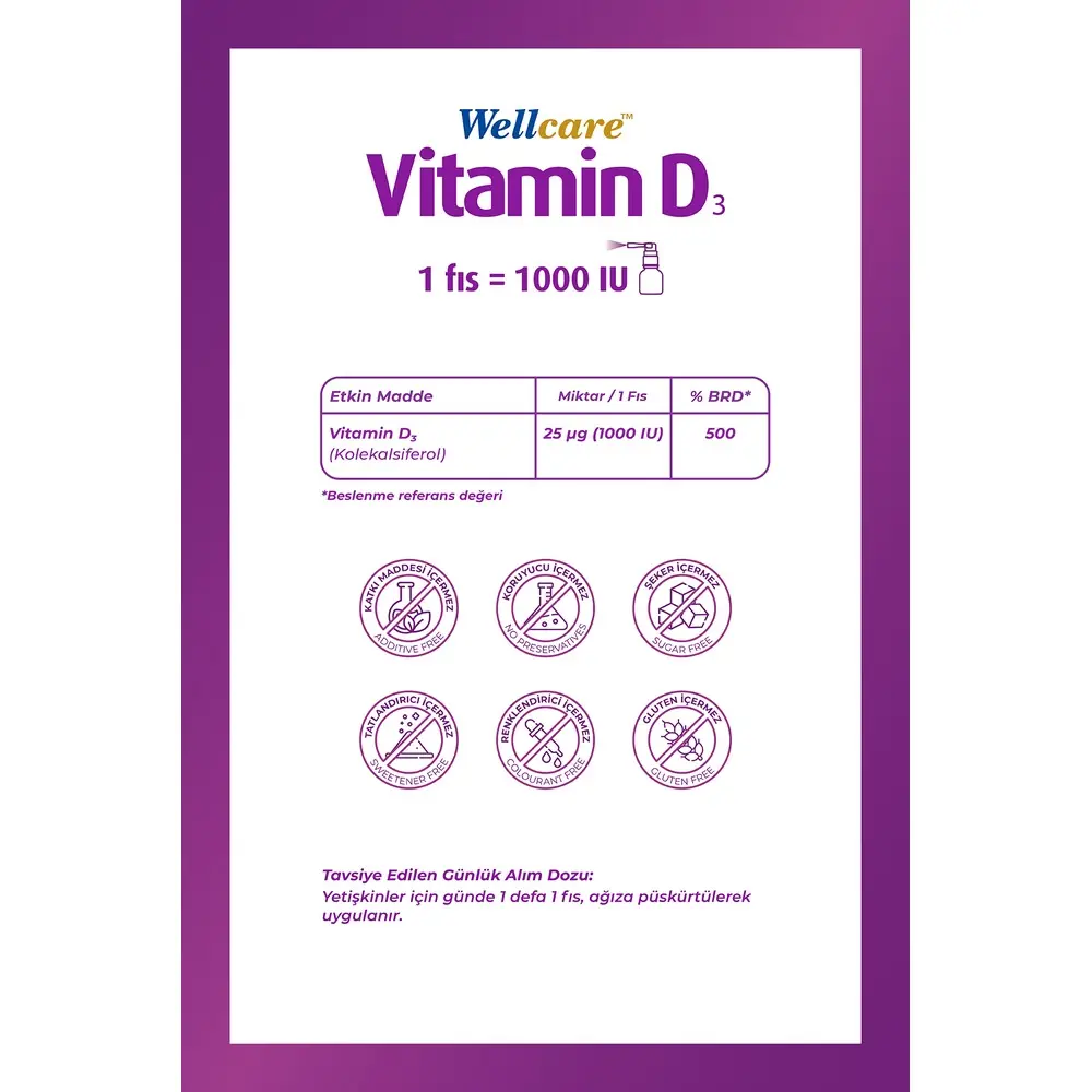 Wellcare Vitamin D3 1000 IU Sprey 30 ml