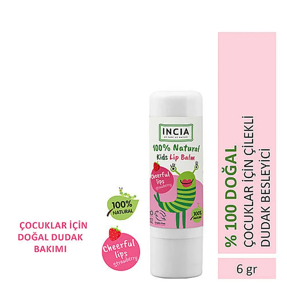 INCIA KIDS %100 Doğal Çilekli Dudak Besleyici 6 g