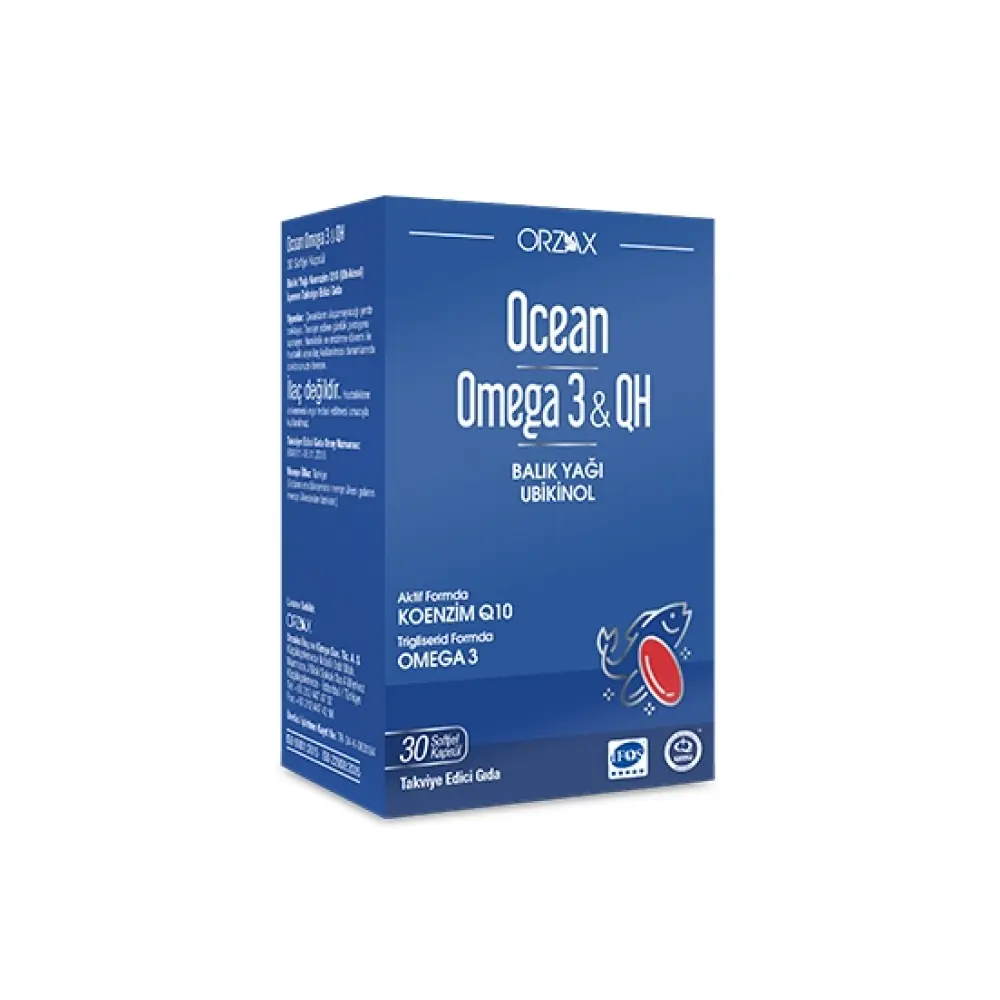 Orzax Ocean Omega 3 & QH Takviye Edici Gıda 30 Kapsül