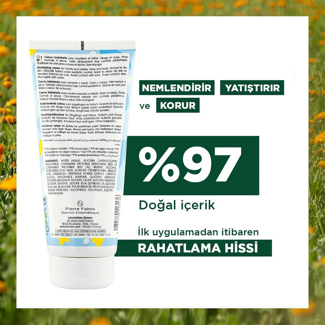 Klorane Bebe Yenidoğan ve Bebekler için Hassas  Vücut Kremi 200 ml