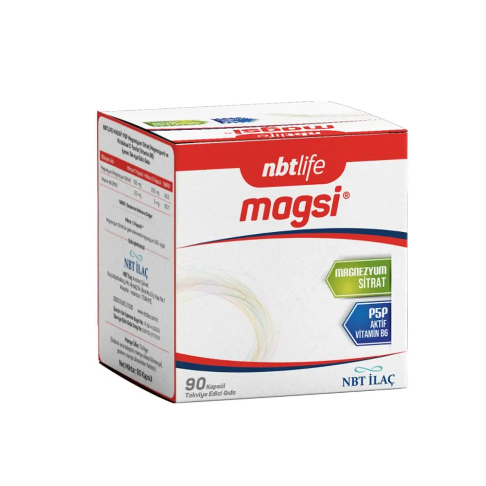 NBT Life Magsi Magnezyum Sitrat + Piridoksal 5 Fosfat 90 Kapsül