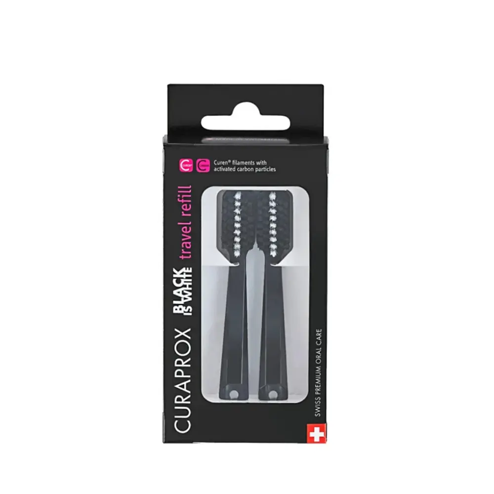 Curaprox Black is White Travel Set Yedek Diş Fırçası Başlığı 2'li Paket