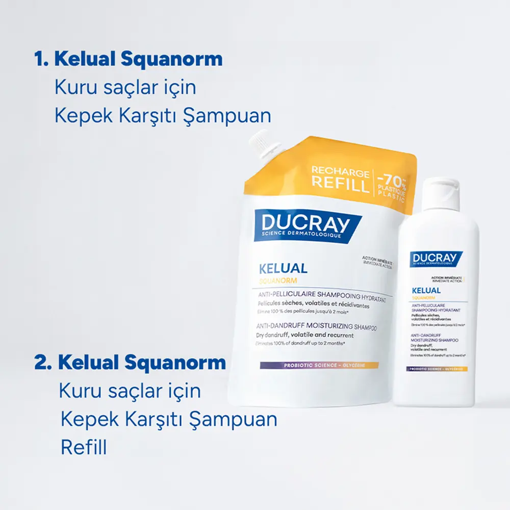 Ducray Kelual Squanorm Kuru Saçlar için Kepek Karşıtı Şampuan 400 ml - Refill