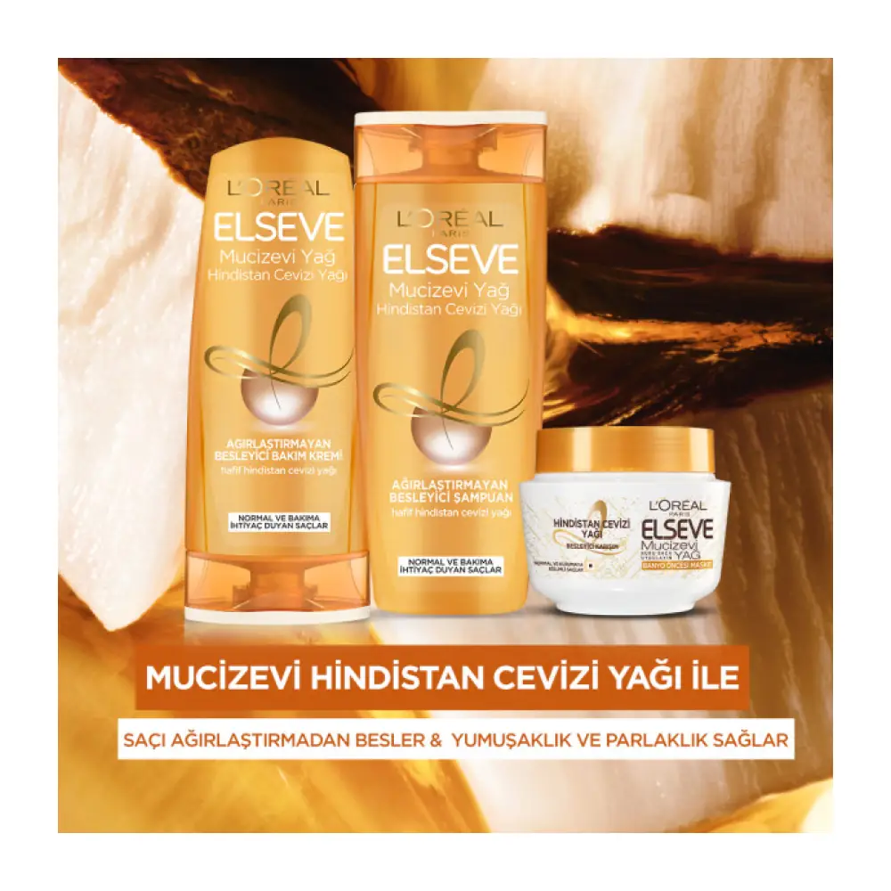 Elseve Hindistan Cevizi ve Değerli Yağlar Eşsiz Karışım Banyo Öncesi Saç Maskesi 300 ml