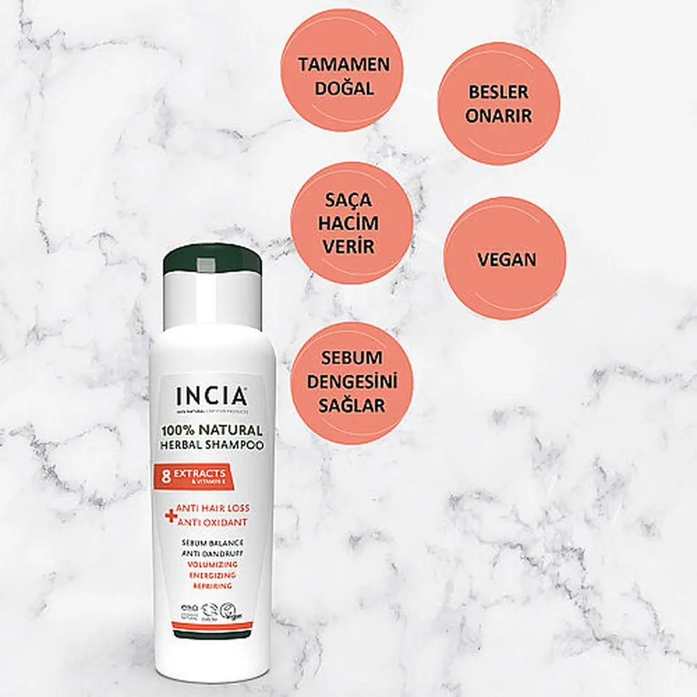 INCIA %100 Doğal Saç Dökülmesine Karşı Etkili Şampuan 275 ml