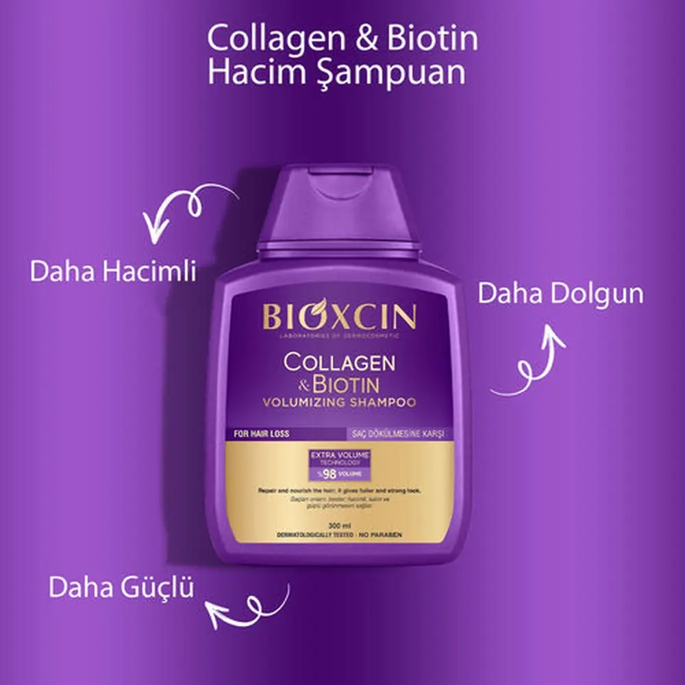 Bioxcin Collagen & Biotin Ekstra Hacim &  Dolgunlaştırıcı Şampuan 300 ml