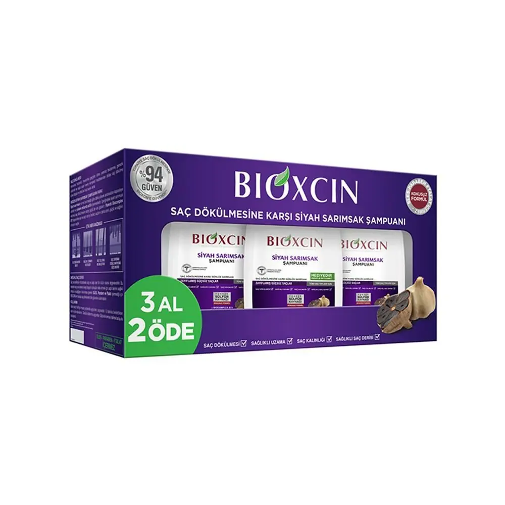Bioxcin Saç Dökülmesine Karşı Siyah Sarımsak Şampuanı 3 Al 2 Öde