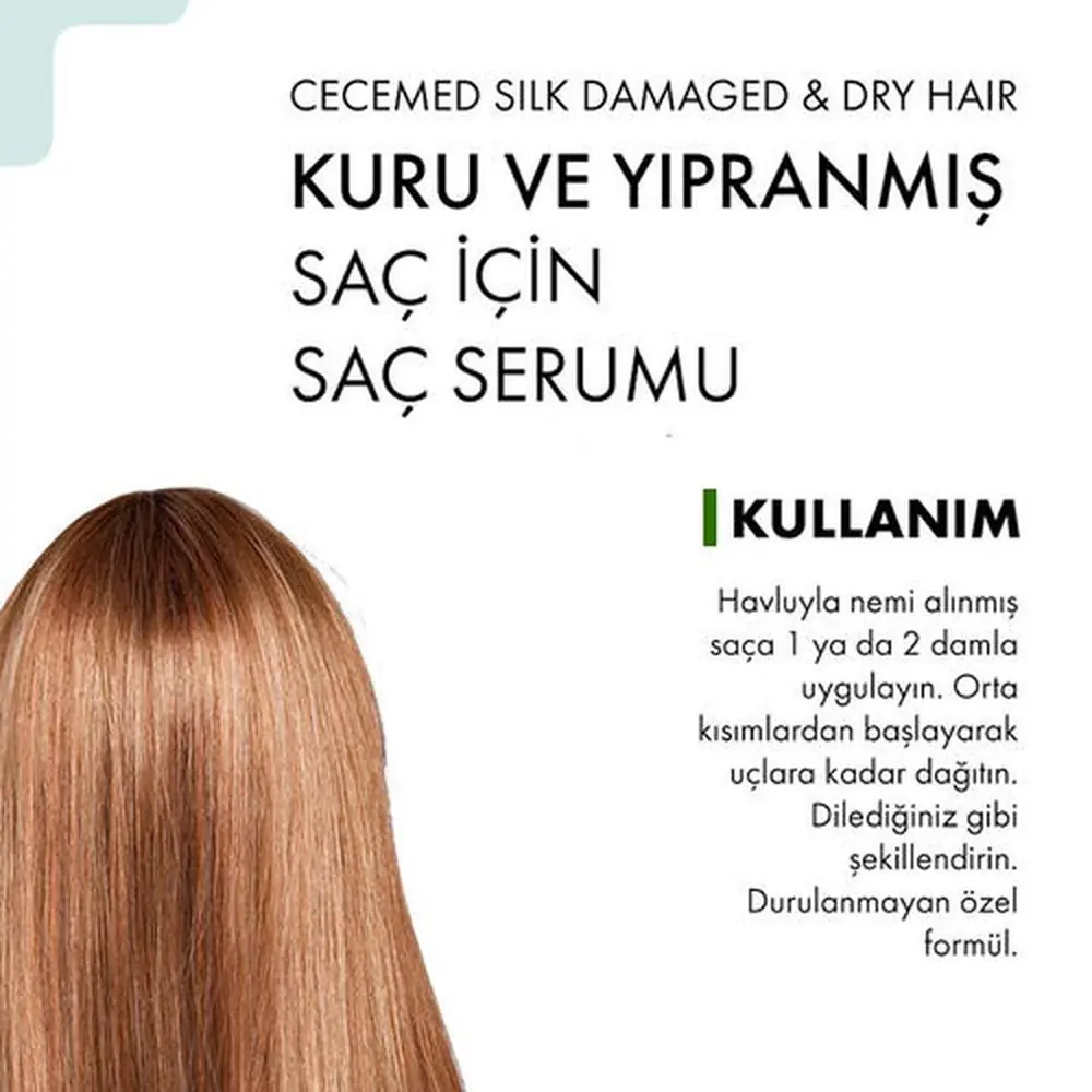 Cecemed Silk Damaged And Dry Hair Serum Kuru ve Hasarlı Saçlar İçin Bakım Serumu 20 ml