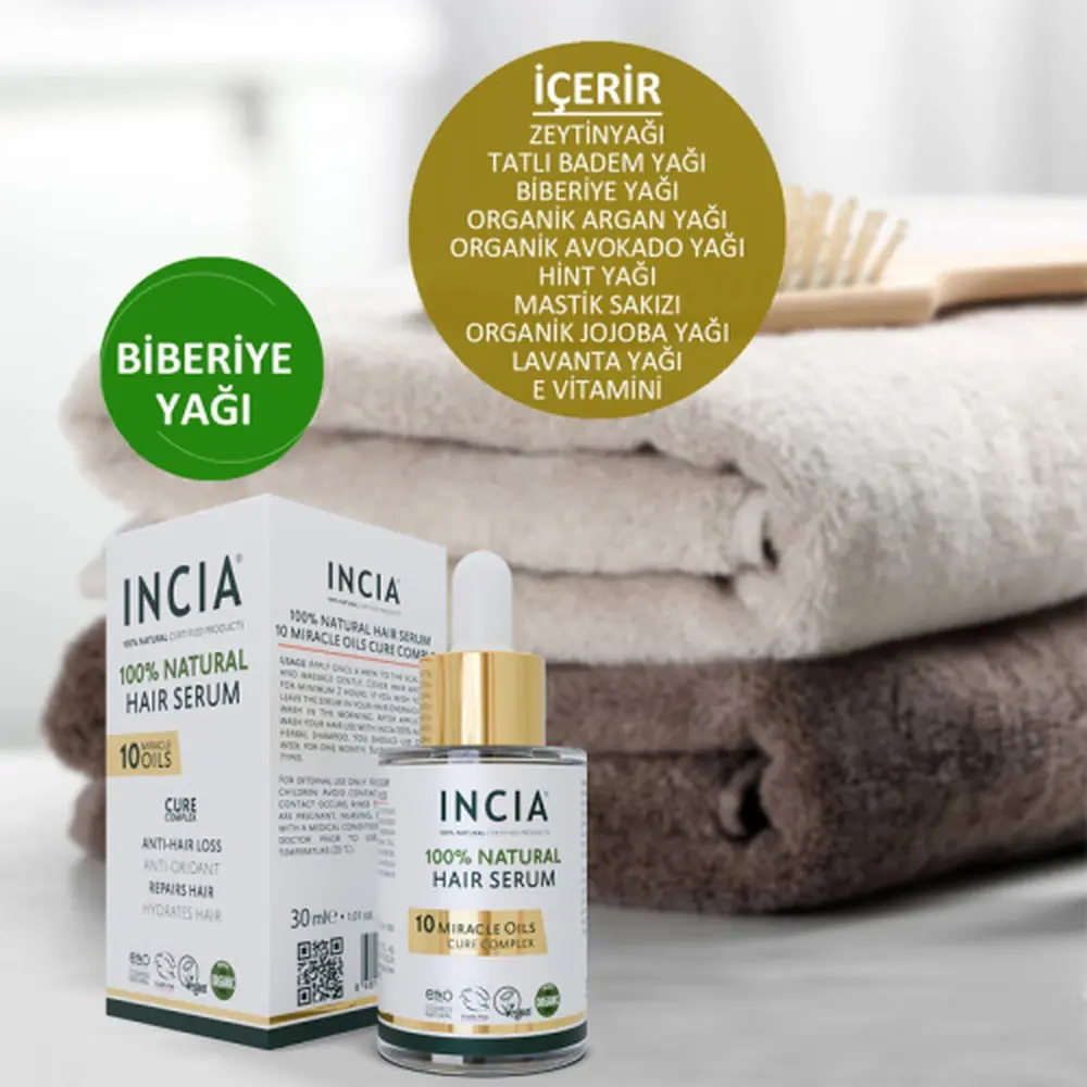 INCIA %100 Doğal 10 Mucizevi Yağ Saç Bakım Serumu 30 ml