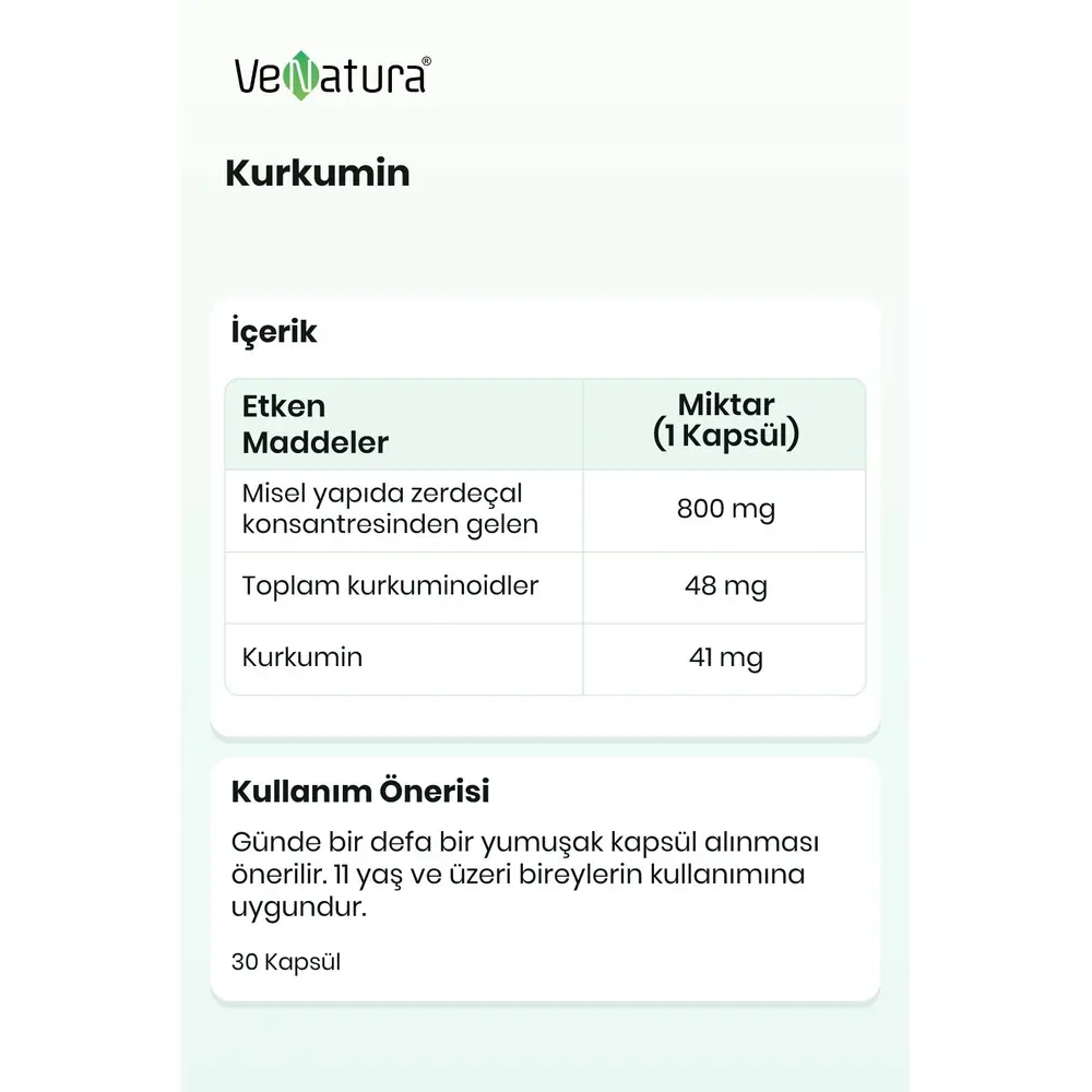 Venatura Kurkumin 30 Kapsül