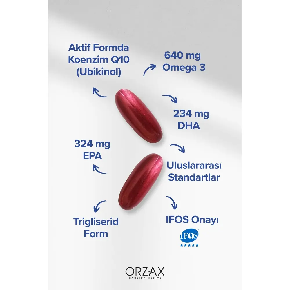 Orzax Ocean Omega 3 & QH Takviye Edici Gıda 30 Kapsül
