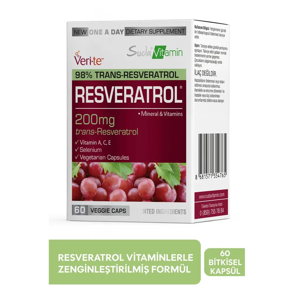 Suda Vitamins Resveratrol 60 Bitkisel Kapsül