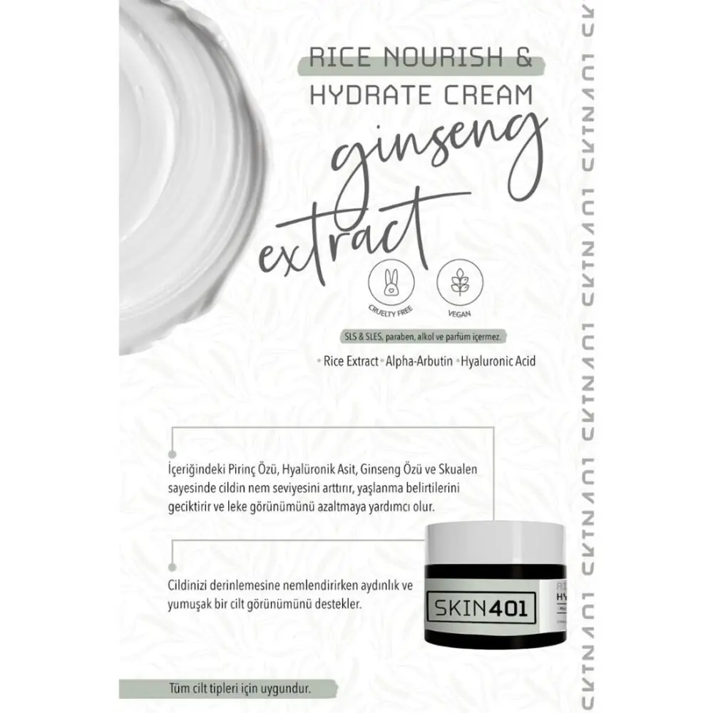 Skin401 Rice Nourish and Hydrate Silky Besleyici ve Nemlendirici Krem 50 ml