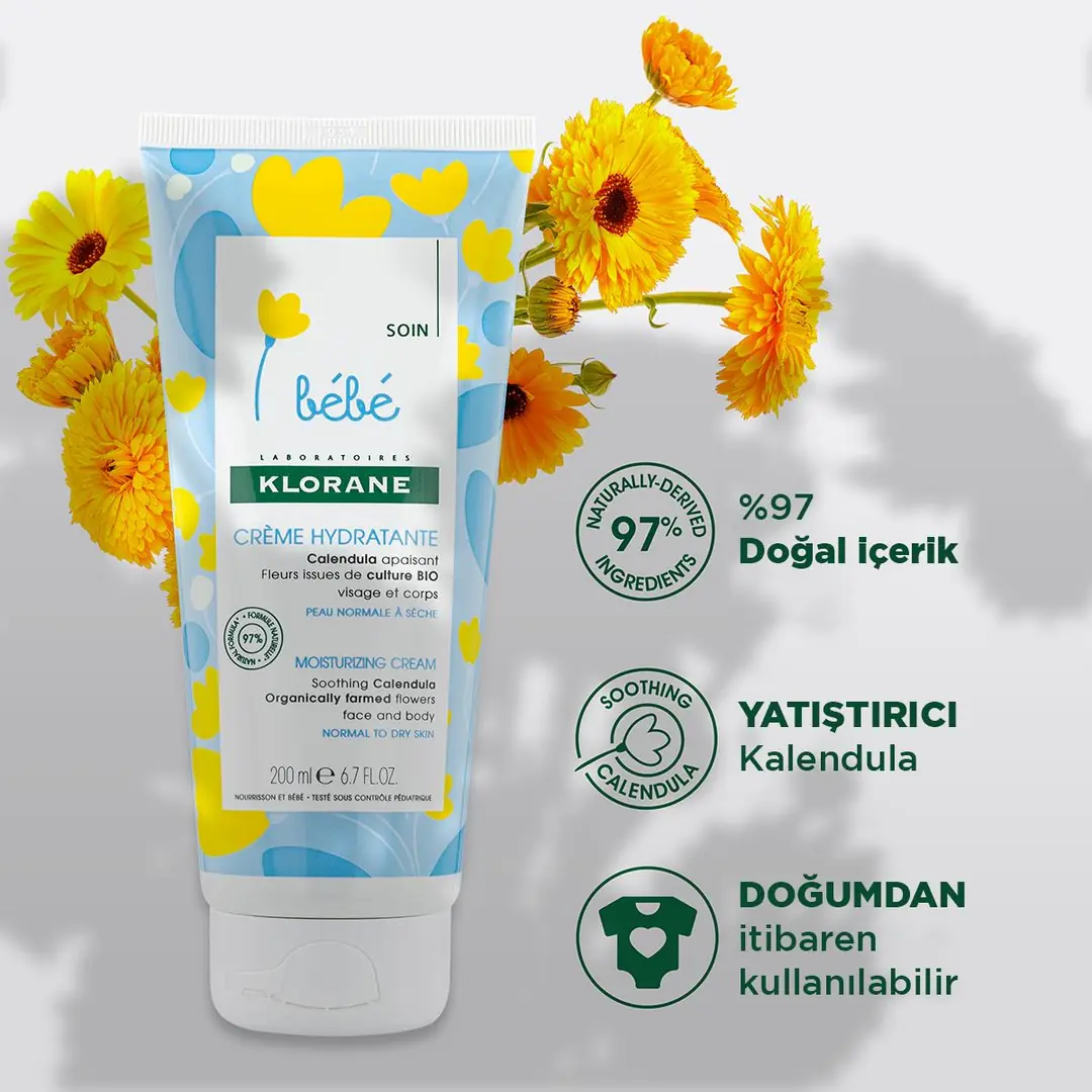 Klorane Bebe Yenidoğan ve Bebekler için Hassas  Vücut Kremi 200 ml