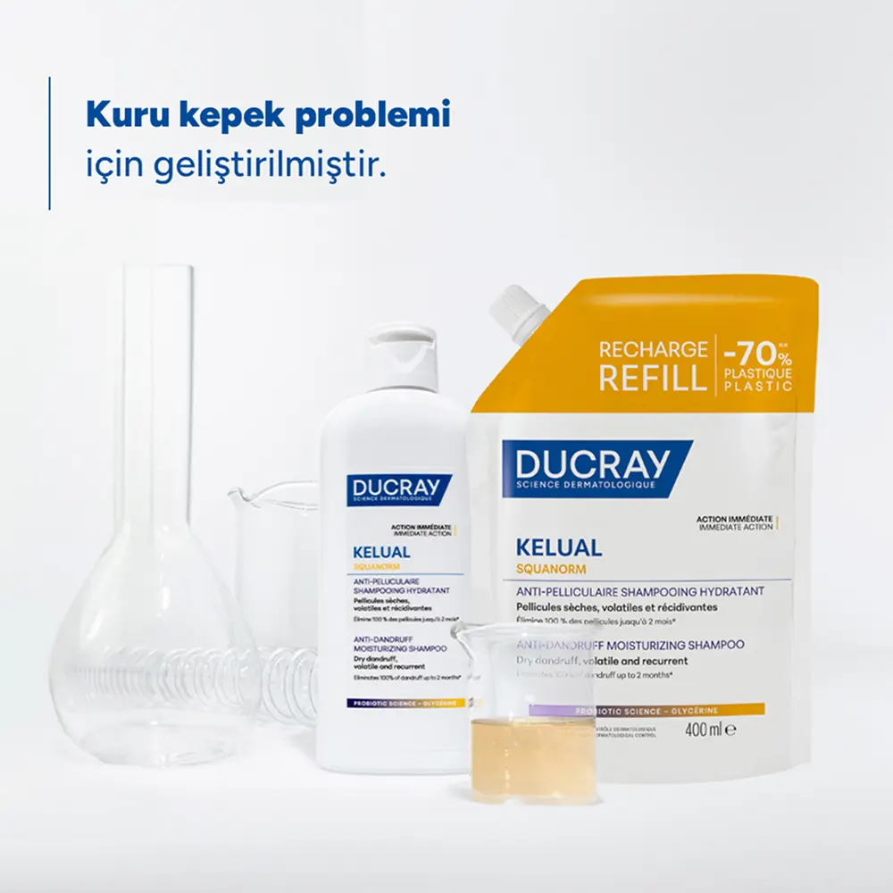 Ducray Kelual Squanorm Kuru Saçlar için Kepek Karşıtı Şampuan 400 ml - Refill