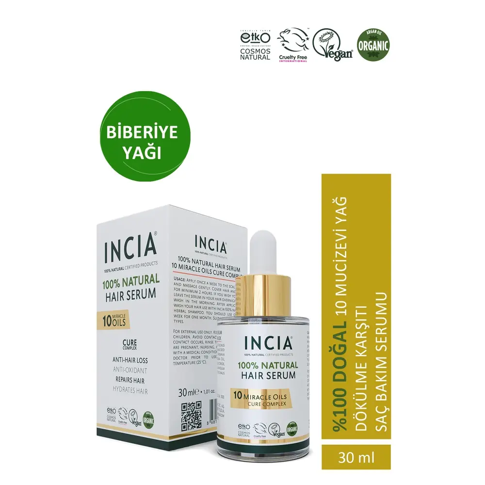 INCIA %100 Doğal 10 Mucizevi Yağ Saç Bakım Serumu 30 ml