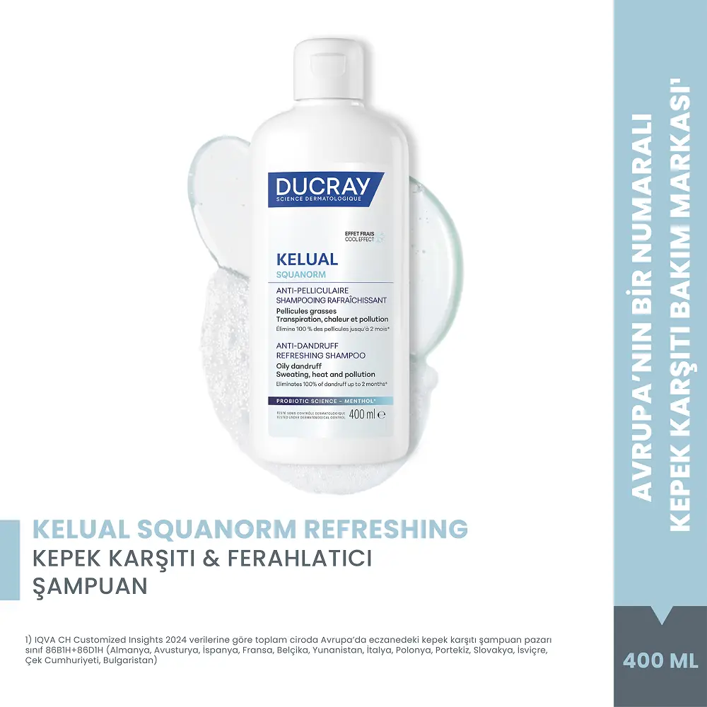 Ducray Kelual Squanorm Kepek Karşıtı & Ferahlatıcı Şampuan 400 ml