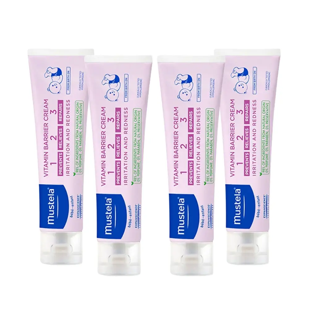 Mustela Vitamin Barrier Cream 1.2.3 Pişik Kremi 100 ml x 4