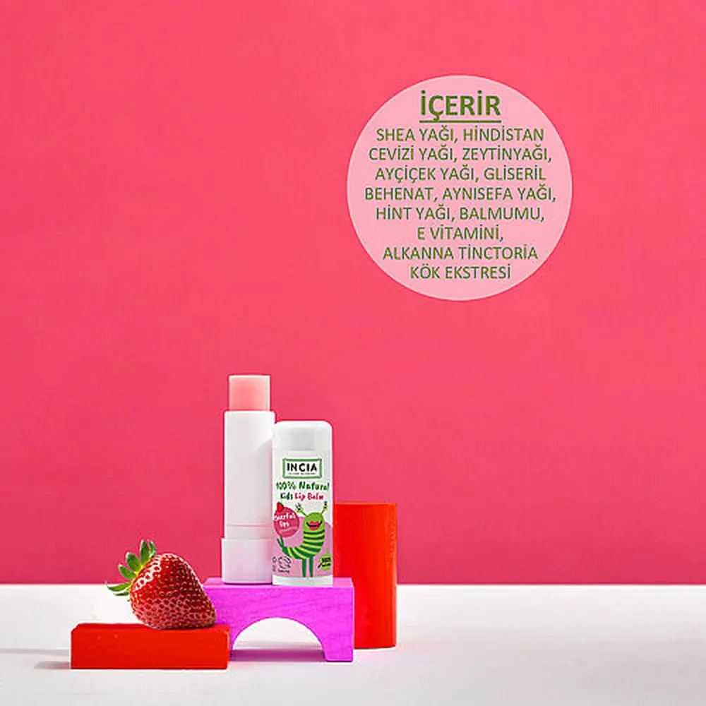 INCIA KIDS %100 Doğal Çilekli Dudak Besleyici 6 g
