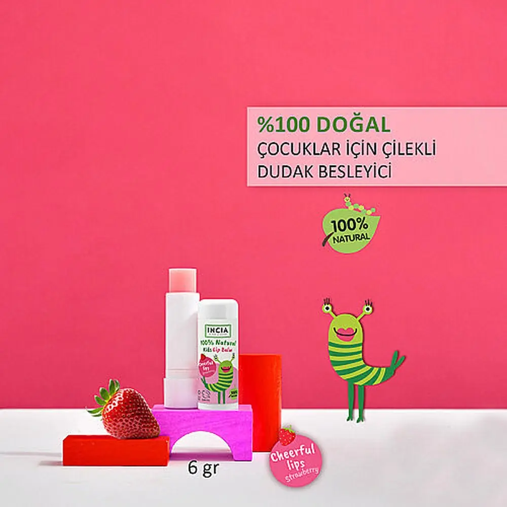 INCIA KIDS %100 Doğal Çilekli Dudak Besleyici 6 g