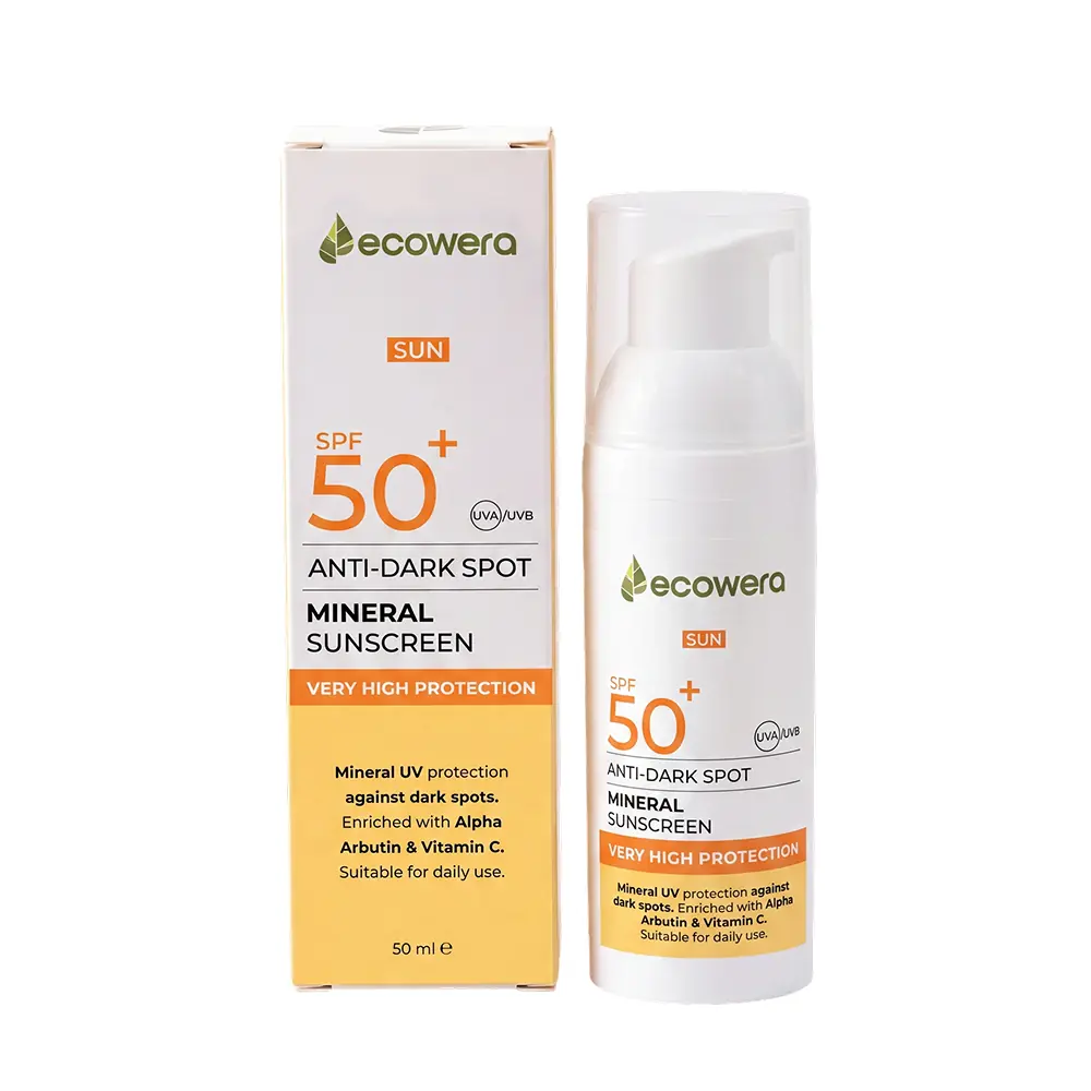 Ecowera Anti-Dark Spot SPF50+ Leke Karşıtı ve Aydınlatıcı Mineral Güneş Kremi 50 ml