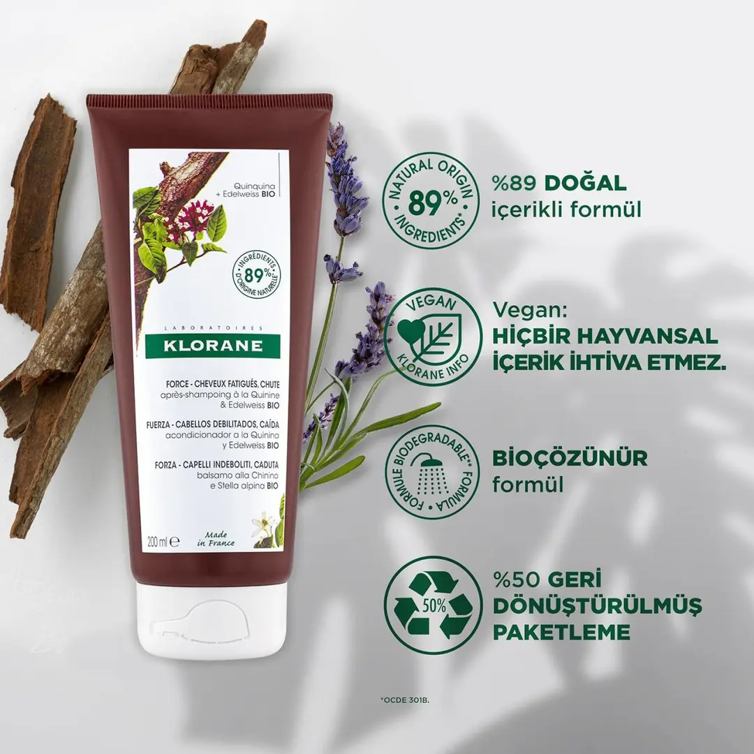 Klorane Kinin ve Organik Aşk Çiçeği Özlü Güçlendirici Saç Kremi 200 ml