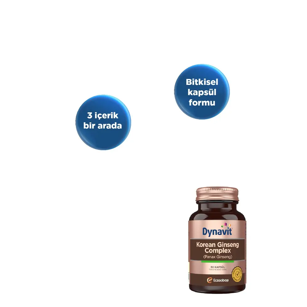 Dynavit Korean(Panax) Ginseng Complex Ginkgo Biloba, L-Arjinin İçeren Takviye Gıda 30 Kapsül