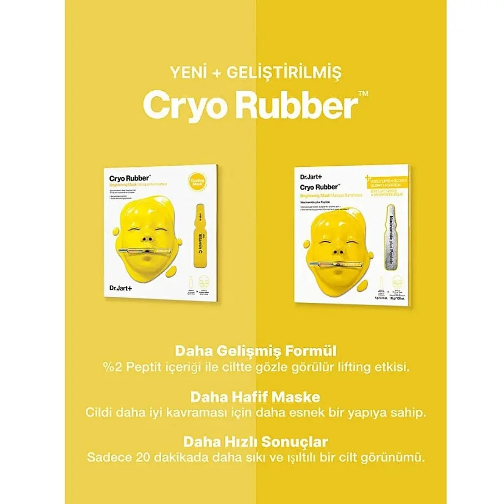 Dr. Jart+ Cryo Rubber Niasinamid ve Peptit İçerikli Aydınlatıcı Etkili Yüz Maskesi 36+4 g