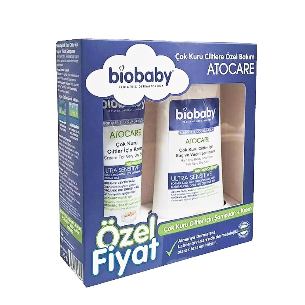 Biobaby Bebek Kuru ve Çok Kuru Ciltler İçin Şampuan ve Krem Seti
