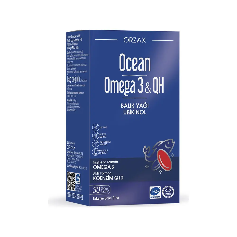 Orzax Ocean Omega 3 & QH Takviye Edici Gıda 30 Kapsül