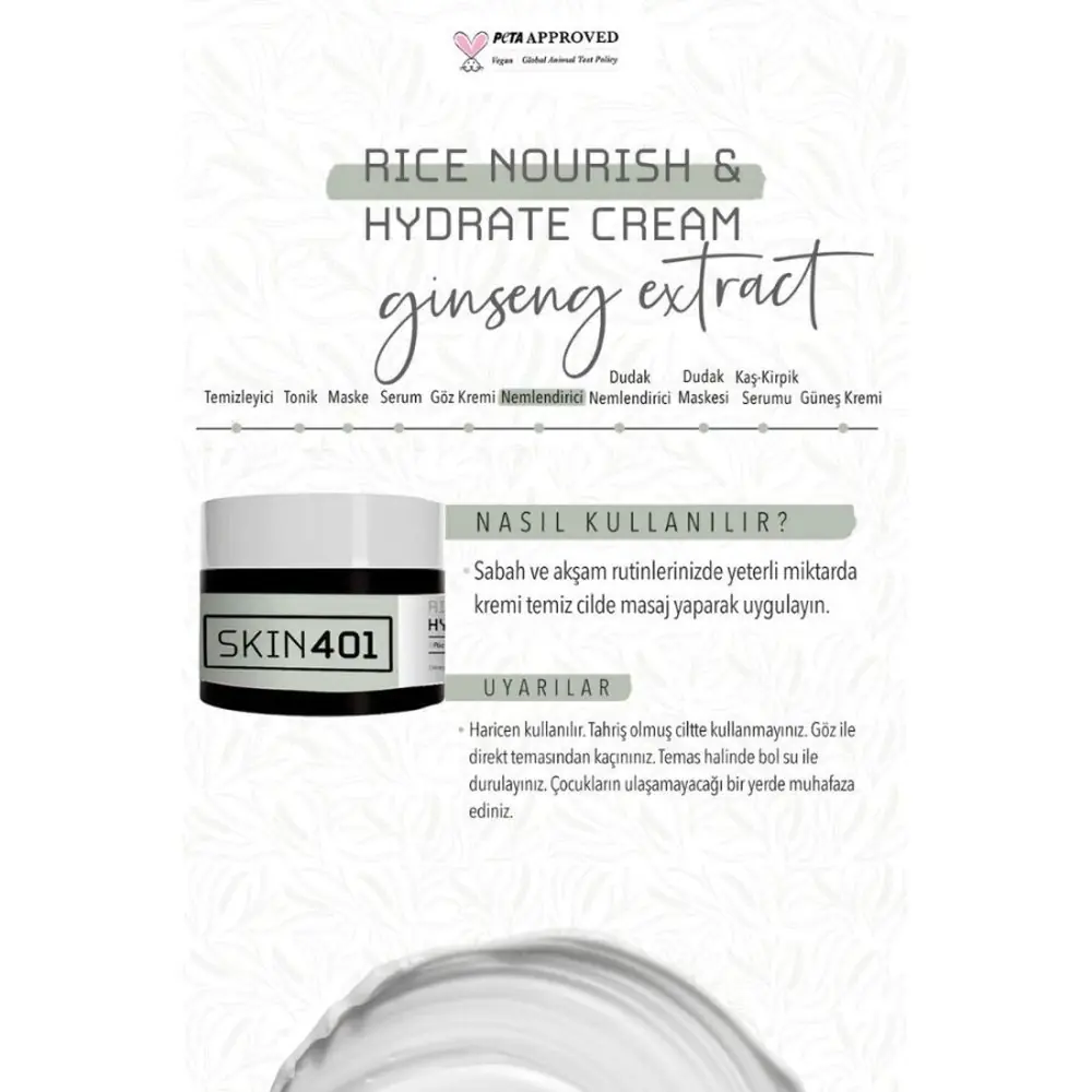 Skin401 Rice Nourish and Hydrate Silky Besleyici ve Nemlendirici Krem 50 ml