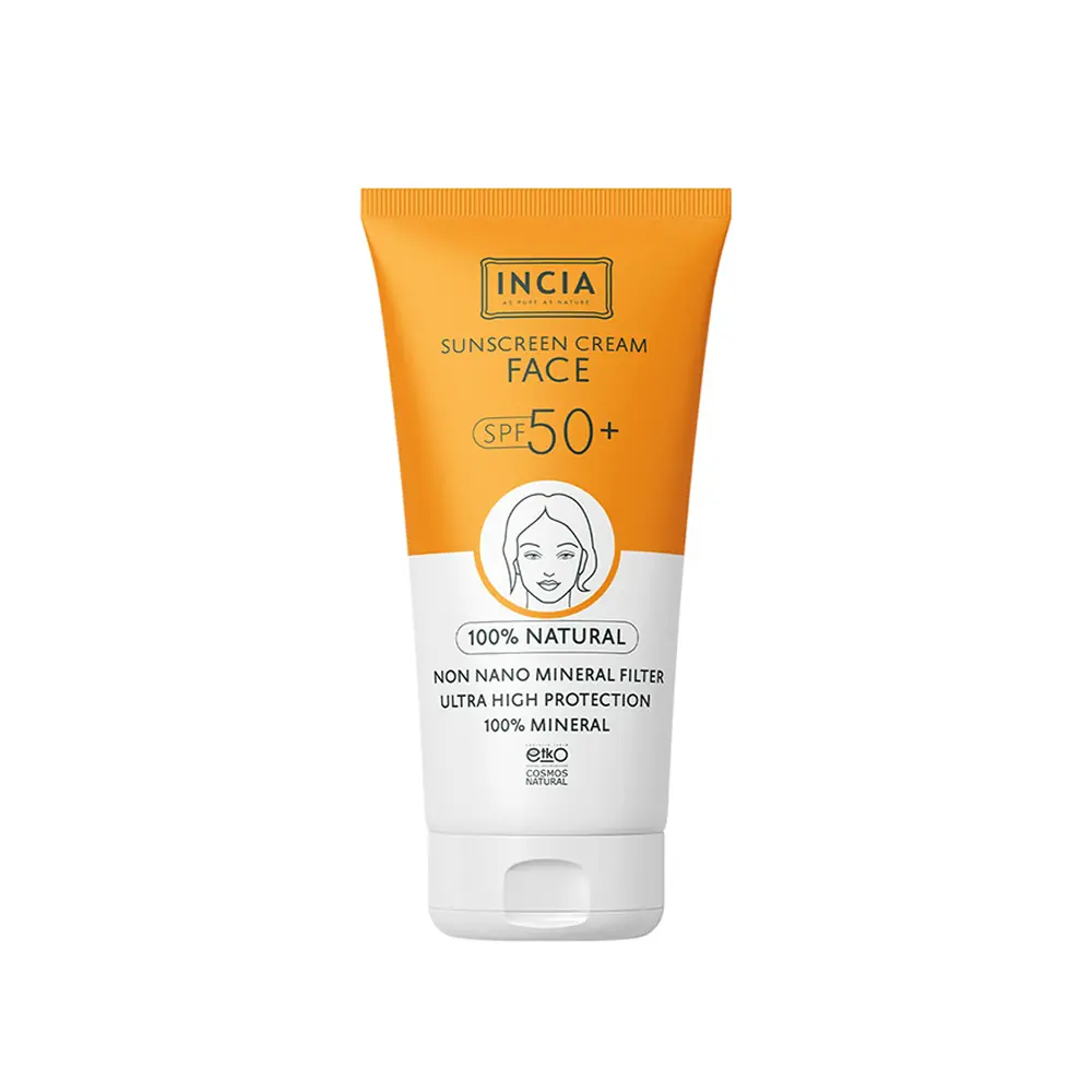 INCIA %100 Doğal Yüz İçin Mineral Filtreli SPF50 Güneş Kremi 50 ml