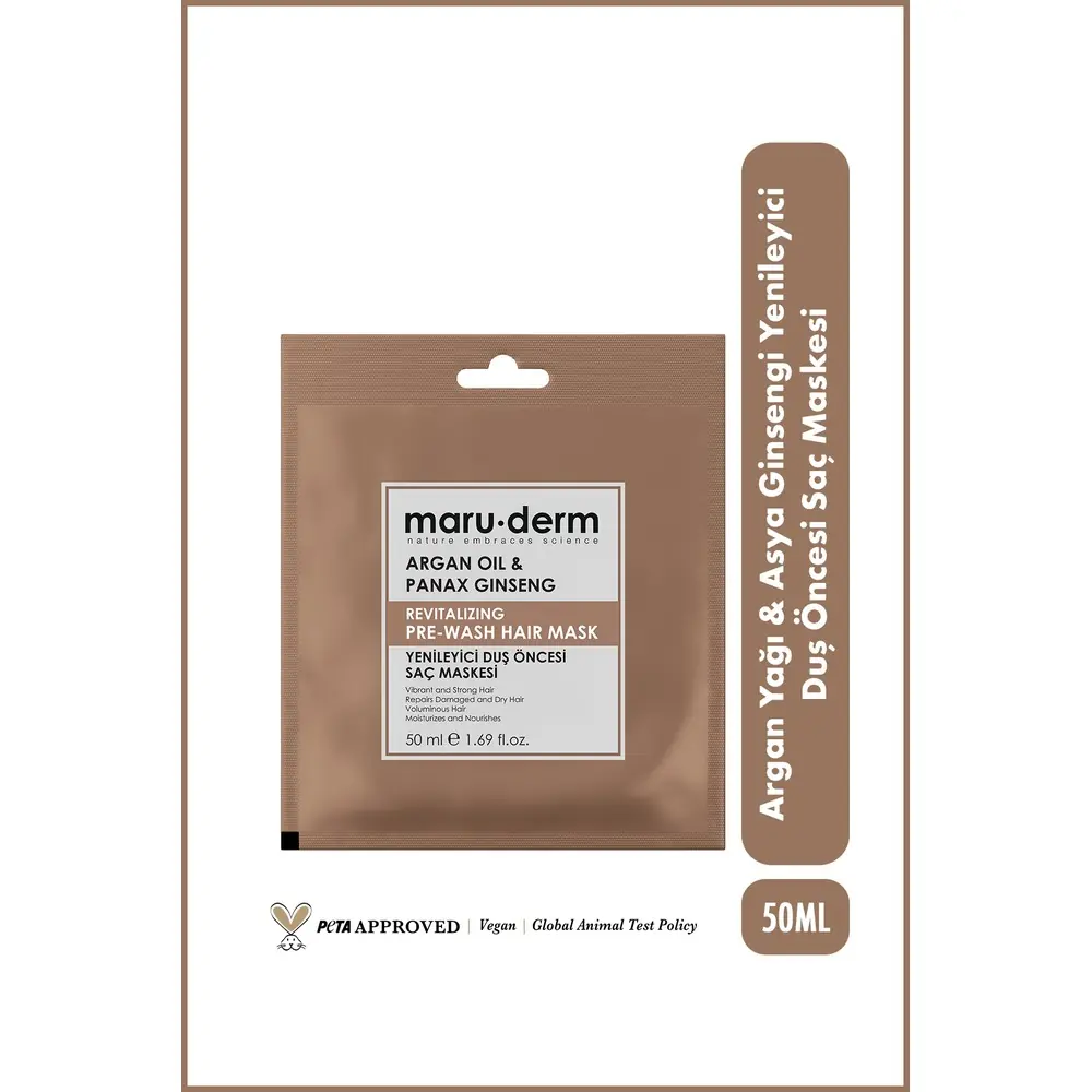 Maruderm Argan Yağı ve Panax Ginseng İçeren Canlandırıcı Saç Maskesi 50 ml