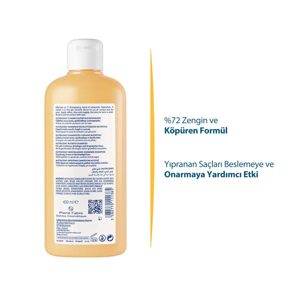Ducray Nutricerat Yıpranmış ve Çok Kuru Saçlar için Besleyici ve Onarıcı Şampuan 200 ml