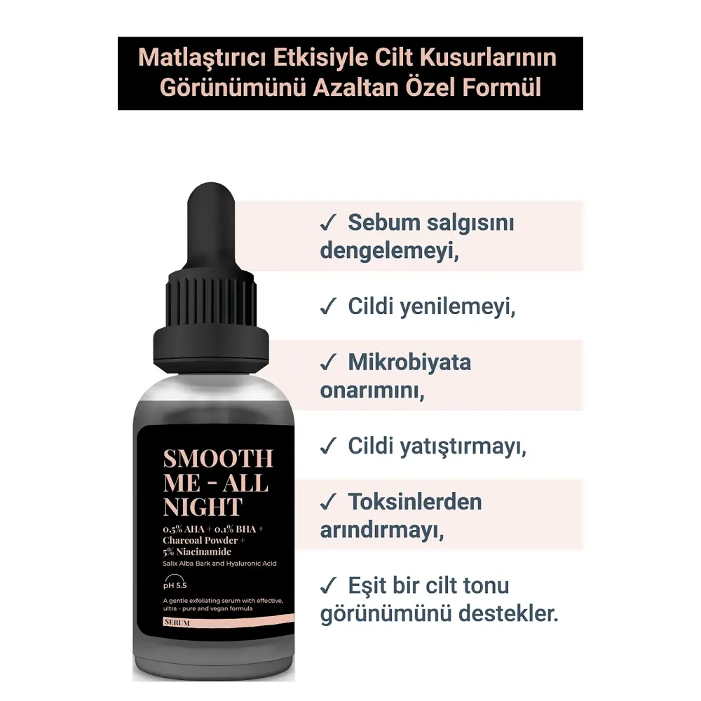She Vec Smooth Me All Night Aktif Kömür İçerikli Siyah Leke Karşıtı Serum 30 ml