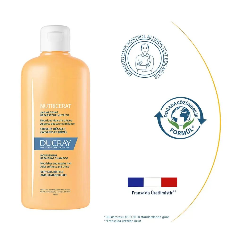 Ducray Nutricerat Yıpranmış ve Çok Kuru Saçlar için Besleyici ve Onarıcı Şampuan 200 ml