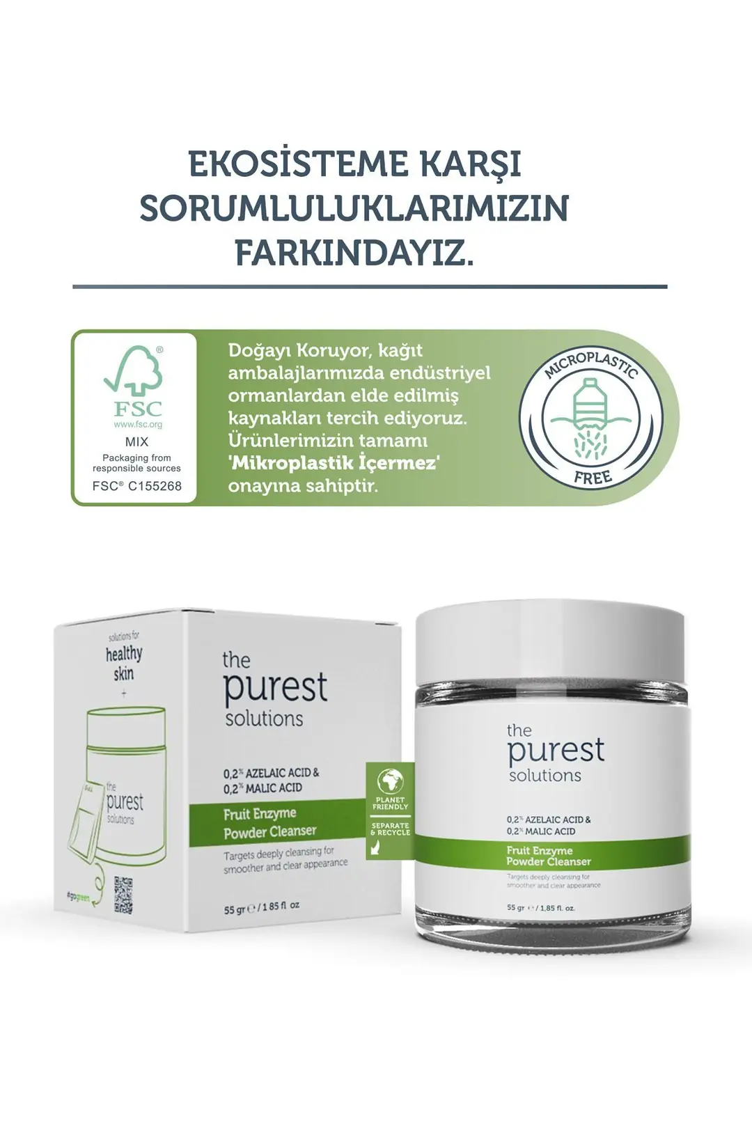 The Purest Solutions Fruit Enzyme Powder Meyve Enzimleri İçeren Toz Cilt Temizleyici 55 gr
