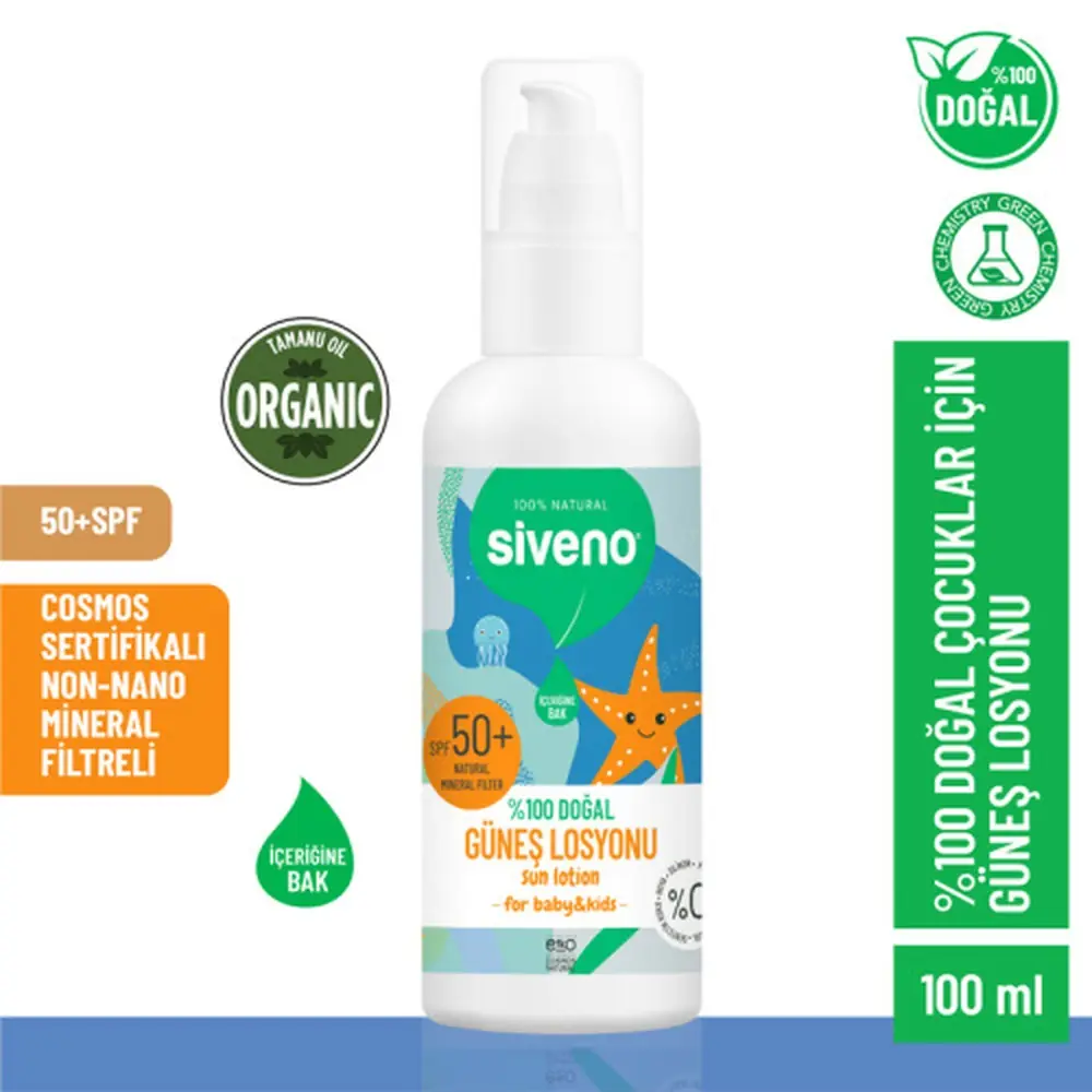 Siveno %100 Doğal Çocuklar İçin Güneş Losyonu 100 ml