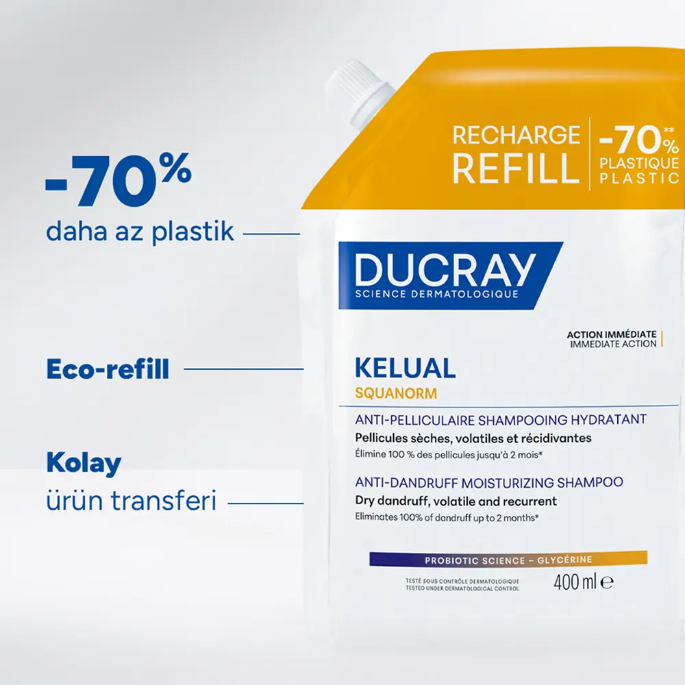 Ducray Kelual Squanorm Kuru Saçlar için Kepek Karşıtı Şampuan 400 ml - Refill