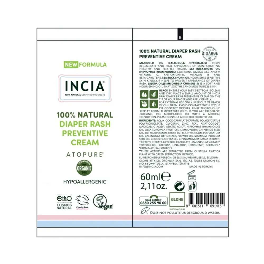 INCIA Doğal Pişik Önleyici Krem 60 ml