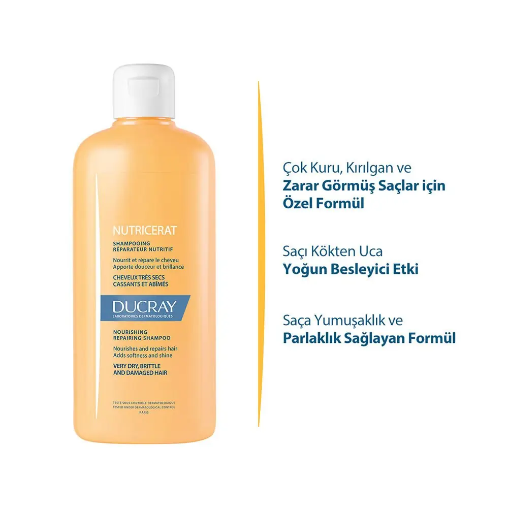 Ducray Nutricerat Yıpranmış ve Çok Kuru Saçlar için Besleyici ve Onarıcı Şampuan 200 ml