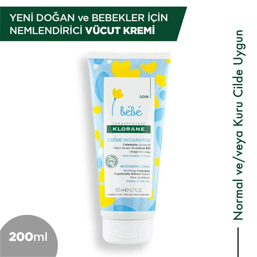 Klorane Bebe Yenidoğan ve Bebekler için Hassas  Vücut Kremi 200 ml